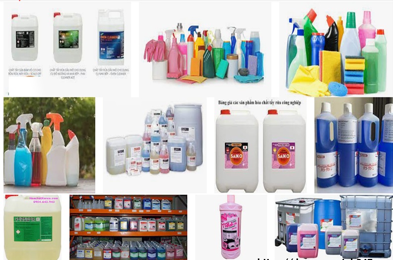 Các loại hóa chất, dụng cụ tẩy rửa được dùng trong trong ngành vệ sinh công nghiệp